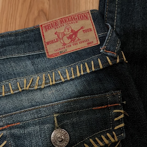 True Religion Womens Billy Straight Leg Jeans Flap Pocket Stitched Low Rise - Picture 9 of 9